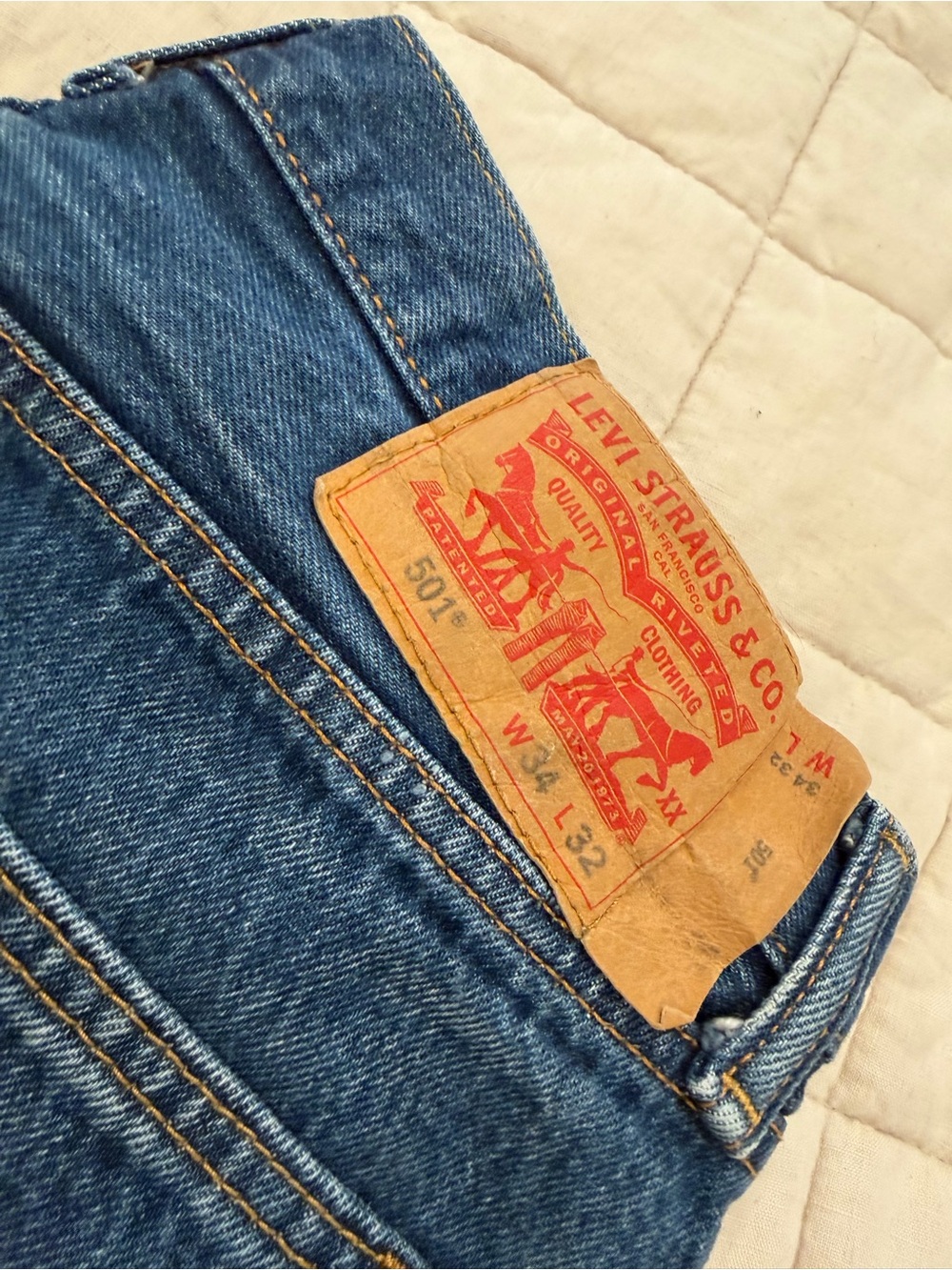 Levi's Blue Denim 501 button fly Jeans